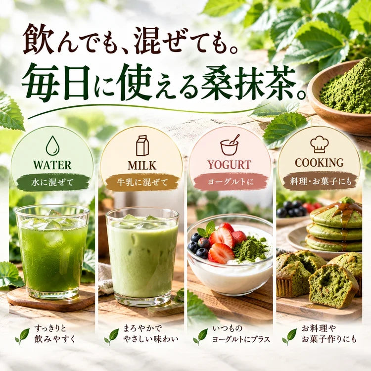 【基本送料無料】有機桑抹茶 - 粉末 100g 5個パック